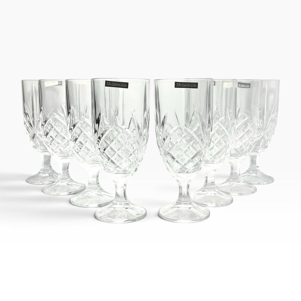Godinger “Dublin” Set of 8 Crystal Iced Tea Glasses 7 3/4” 14oz New w/Box